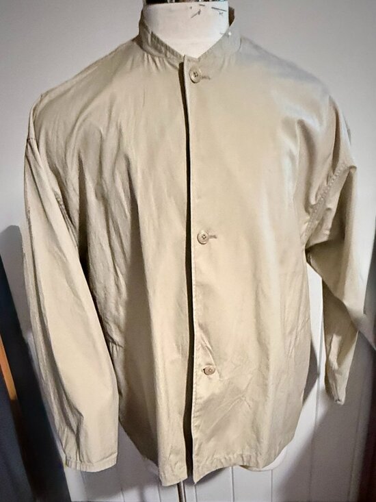 Muji Other - MUJI Men's Small Beige Stand Collar Lightweight Jacket Minimalist Hidden Button